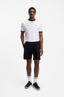 Camiseta de algod&oacute;n el&aacute;stico con bandera nacional y logo, Germany White