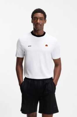 Stretch-cotton T-shirt with country flag and logo, Germany White