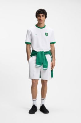 Camiseta de algod&oacute;n el&aacute;stico con bandera nacional y logo, Mexico White
