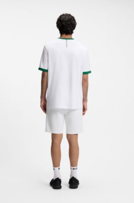 Camiseta de algod&oacute;n el&aacute;stico con bandera nacional y logo, Mexico White