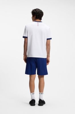Stretch-cotton T-shirt with country flag and logo, USA White