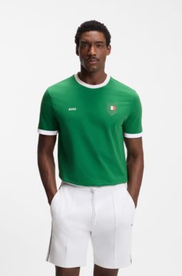 Camiseta de algod&oacute;n el&aacute;stico con bandera nacional y logo, Mexico Green
