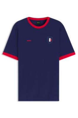 Camiseta de algod&oacute;n el&aacute;stico con bandera nacional y logo, France