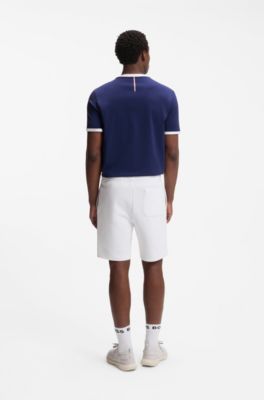 Stretch-cotton T-shirt with country flag and logo, USA Blue