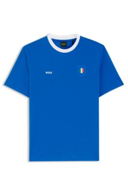 Stretch-cotton T-shirt with country flag and logo, Italy