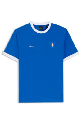 Stretch-cotton T-shirt with country flag and logo, Italy