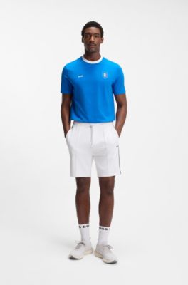 Stretch-cotton T-shirt with country flag and logo, Italy