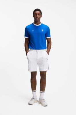 Stretch-cotton T-shirt with country flag and logo, Italy