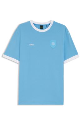 Camiseta de algod&oacute;n el&aacute;stico con bandera nacional y logo, Argentina