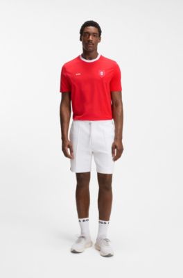 Camiseta de algod&oacute;n el&aacute;stico con bandera nacional y logo, Canada Red