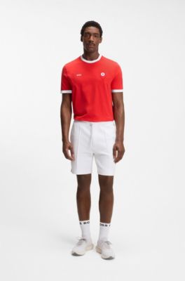 Camiseta de algod&oacute;n el&aacute;stico con bandera nacional y logo, Canada Red