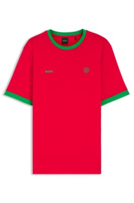 Camiseta de algod&oacute;n el&aacute;stico con bandera nacional y logo, Portugal