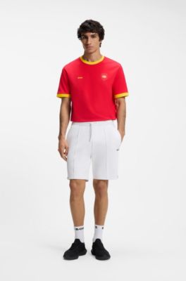 T-shirt en coton stretch avec drapeau du pays et logo, Spain