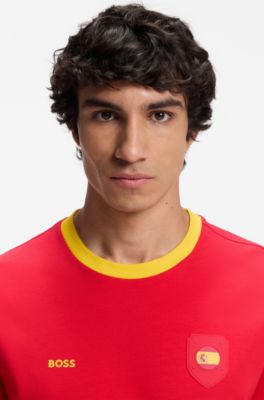 Stretch-cotton T-shirt with country flag and logo, Spain