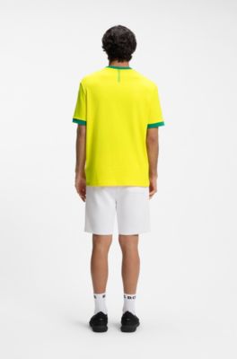 T-shirt en coton stretch avec drapeau du pays et logo, Brazil