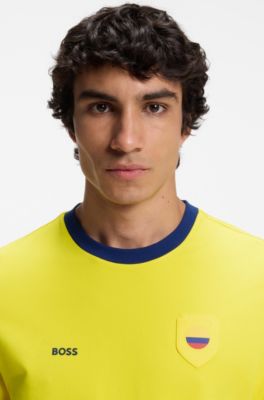 Camiseta de algod&oacute;n el&aacute;stico con bandera nacional y logo, Colombia