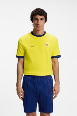 Camiseta de algod&oacute;n el&aacute;stico con bandera nacional y logo, Colombia