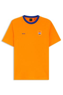 Stretch-cotton T-shirt with country flag and logo, Netherlands