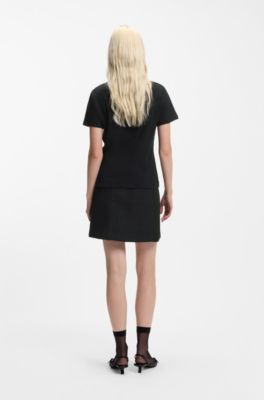 Camiseta de punto de algod&oacute;n con ilustraci&oacute;n de coraz&oacute;n, Negro