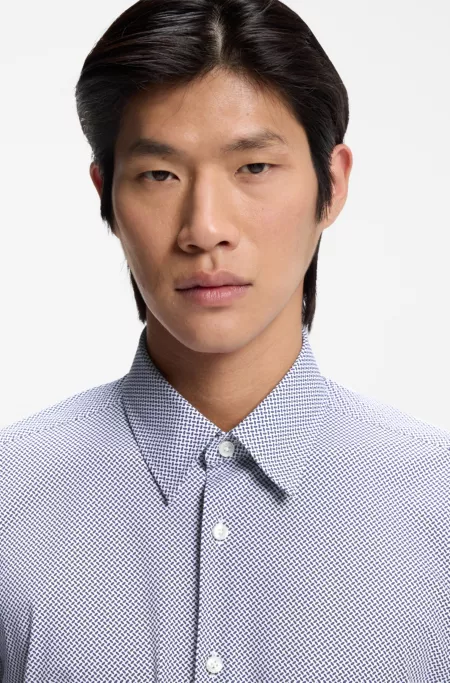 Printed regular-fit shirt in performance-stretch jersey