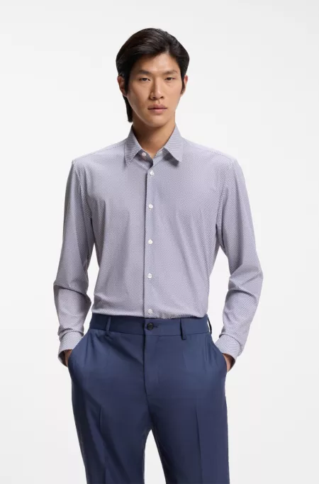 Printed regular-fit shirt in performance-stretch jersey