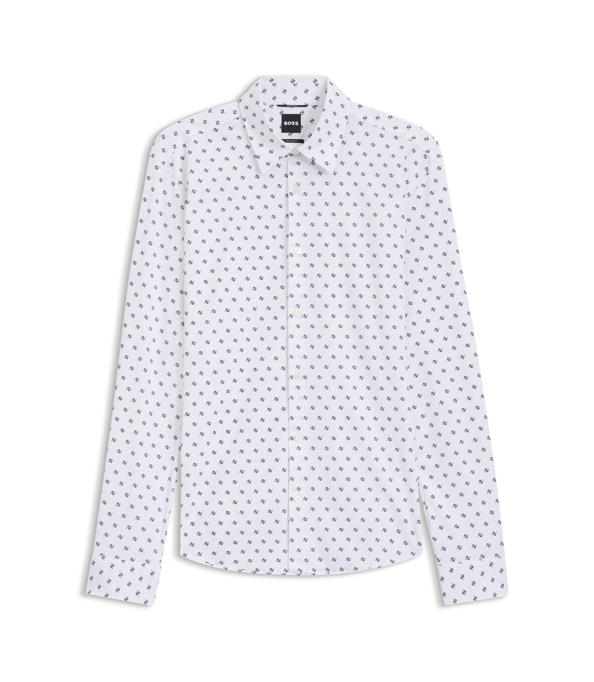 BOSS - Printed regular-fit shirt in performance-stretch jersey - White