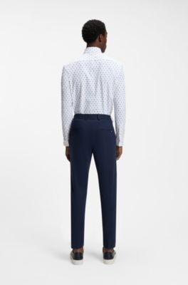 Camisa regular fit en punto t&eacute;cnico el&aacute;stico estampado, Blanco