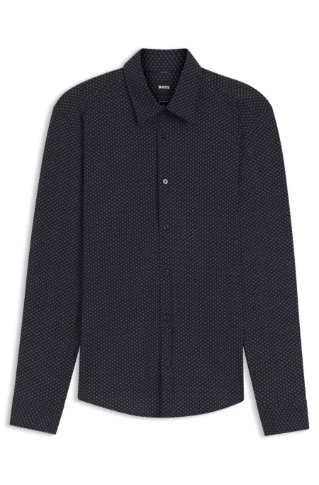 Printed regular-fit shirt in performance-stretch jersey