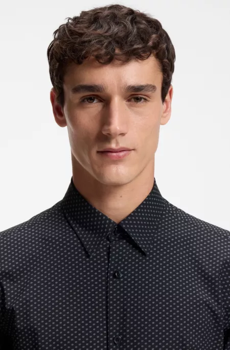 Printed regular-fit shirt in performance-stretch jersey