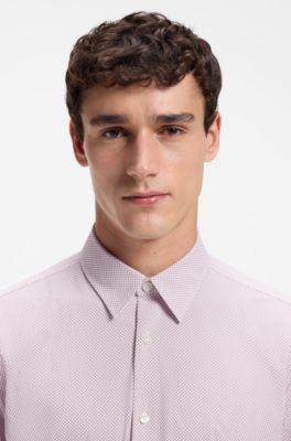 Camisa regular fit en punto t&eacute;cnico el&aacute;stico estampado, Rosa claro
