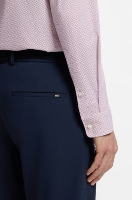 Camisa regular fit en punto t&eacute;cnico el&aacute;stico estampado, Rosa claro