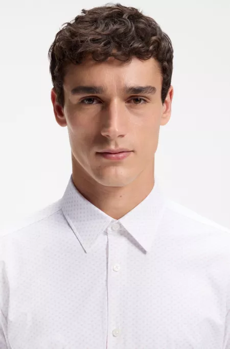 Printed regular-fit shirt in performance-stretch jersey