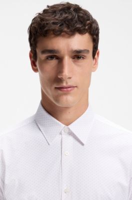 Camisa regular fit en punto t&eacute;cnico el&aacute;stico estampado, Rosa claro