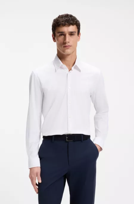 Printed regular-fit shirt in performance-stretch jersey
