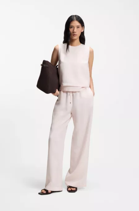 Wide-leg trousers with elasticated waistband