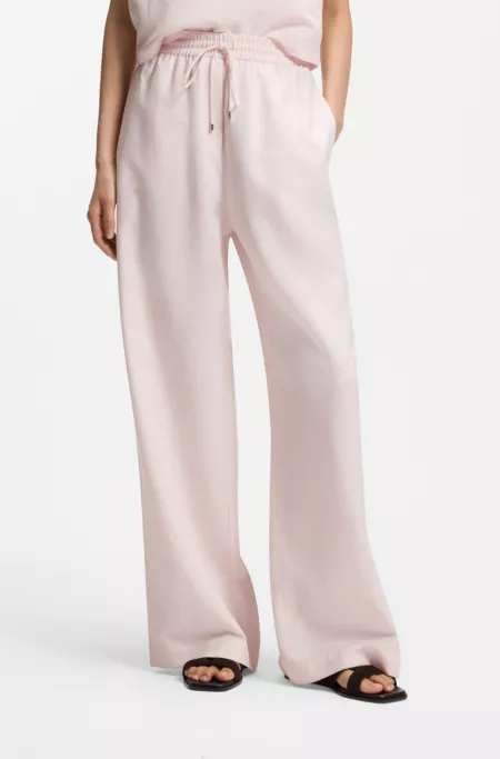 Wide-leg trousers with elasticated waistband