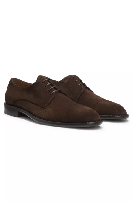Derby shoes in suede with cap toe