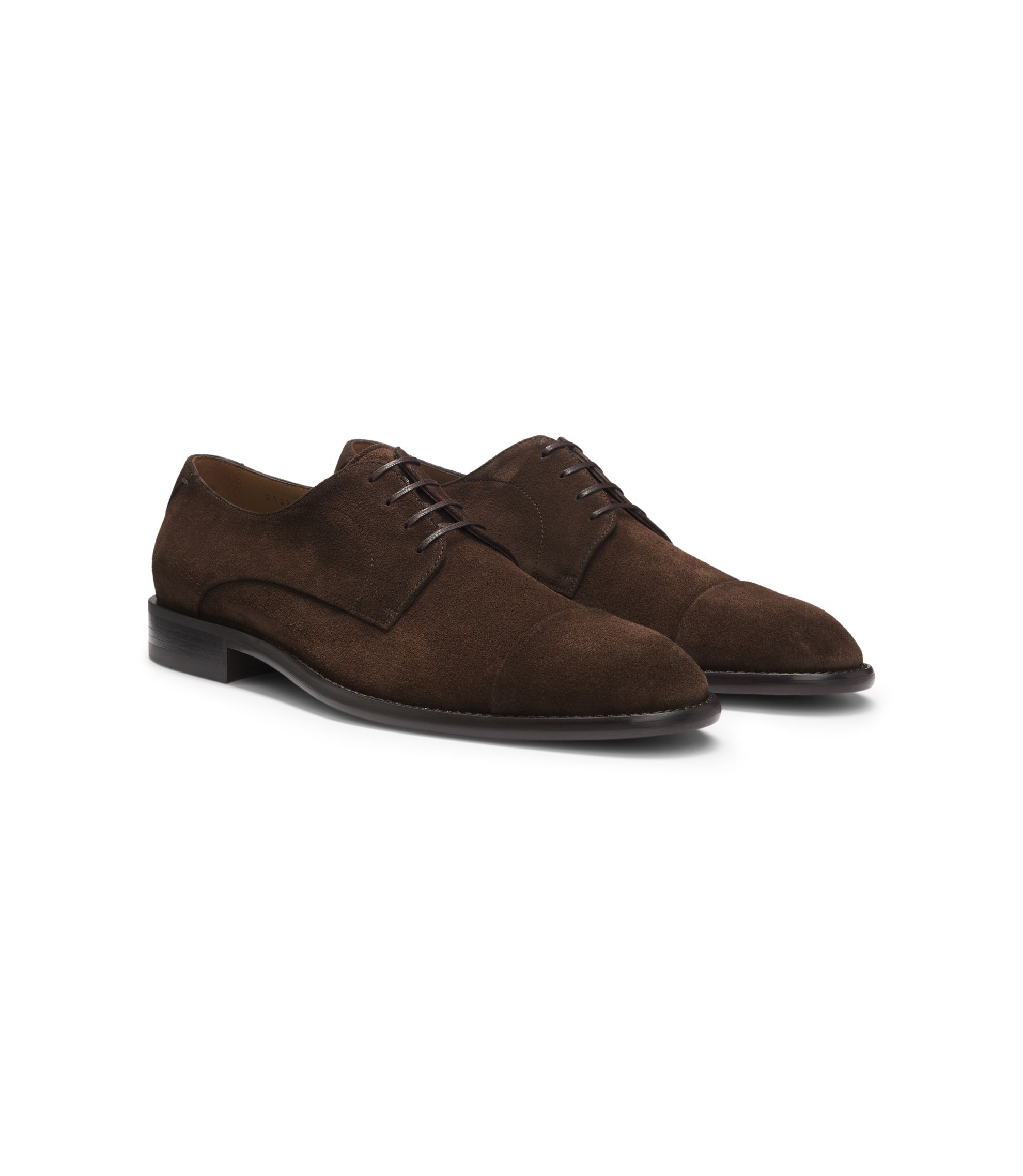 BOSS - Derby shoes in suede with cap toe - Dark Brown display picture 1