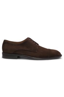 Zapatos Derby de ante con puntera, Marr&oacute;n oscuro