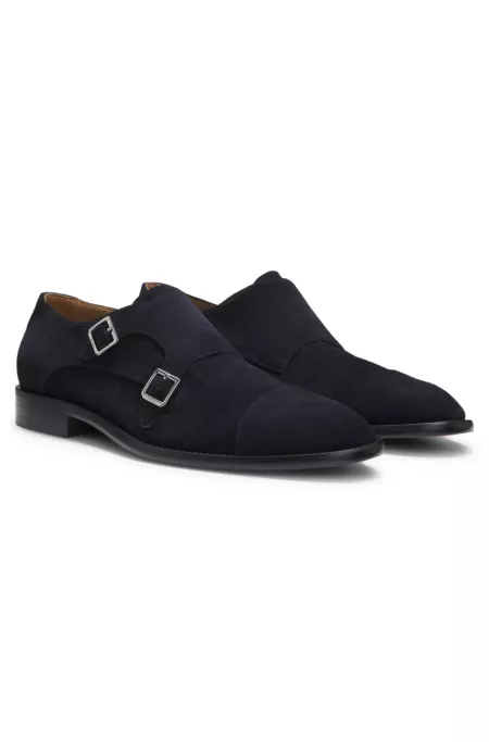 Monk shoes in suede with double strap