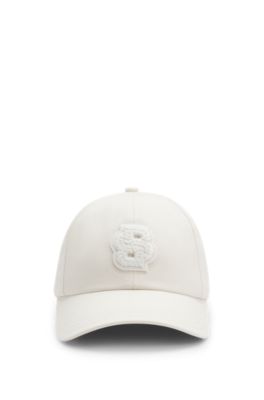 Cotton-twill cap with braided Double B monogram, White