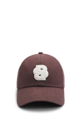 Gorra de sarga de algod&oacute;n con monograma Double&nbsp;B trenzado, Marr&oacute;n oscuro