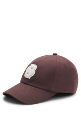 Gorra de sarga de algod&oacute;n con monograma Double&nbsp;B trenzado, Marr&oacute;n oscuro