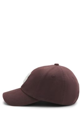 Casquette en twill de coton avec monogramme Double B tress&eacute;, Marron fonc&eacute;
