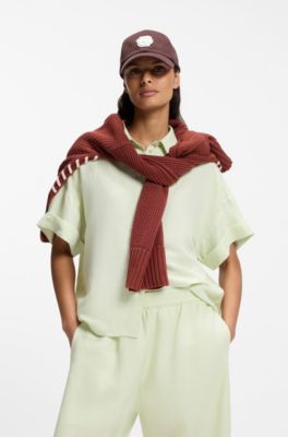 Cotton-twill cap with braided Double B monogram, Dark Brown