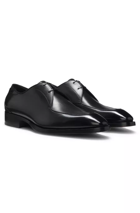 Brushed-leather Derby shoes with apron toe