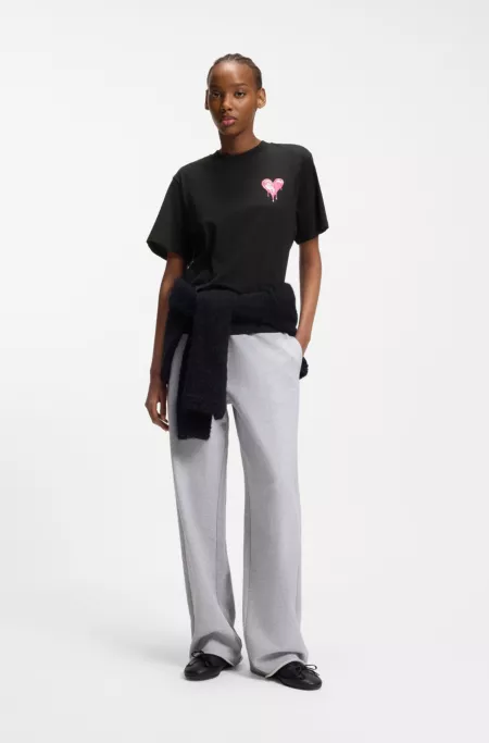 Heart-artwork T-shirt in cotton jersey