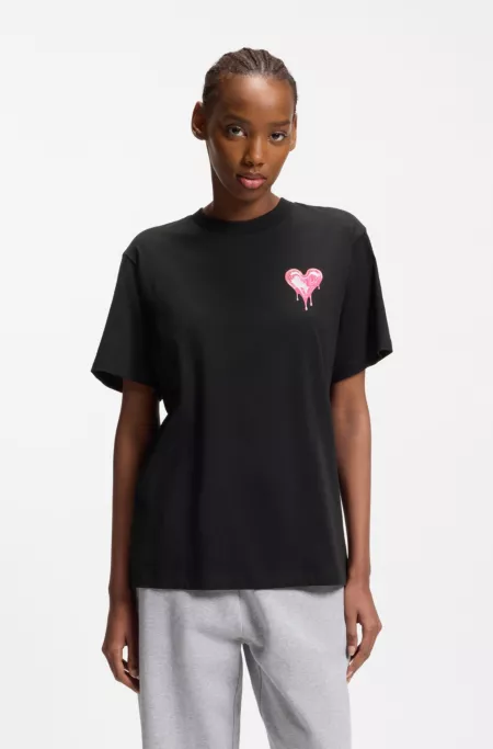 Heart-artwork T-shirt in cotton jersey