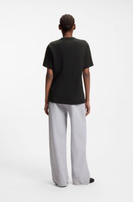 Camiseta de punto de algod&oacute;n con ilustraci&oacute;n de coraz&oacute;n, Negro