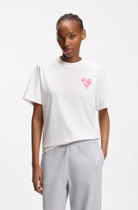 Heart-artwork T-shirt in cotton jersey